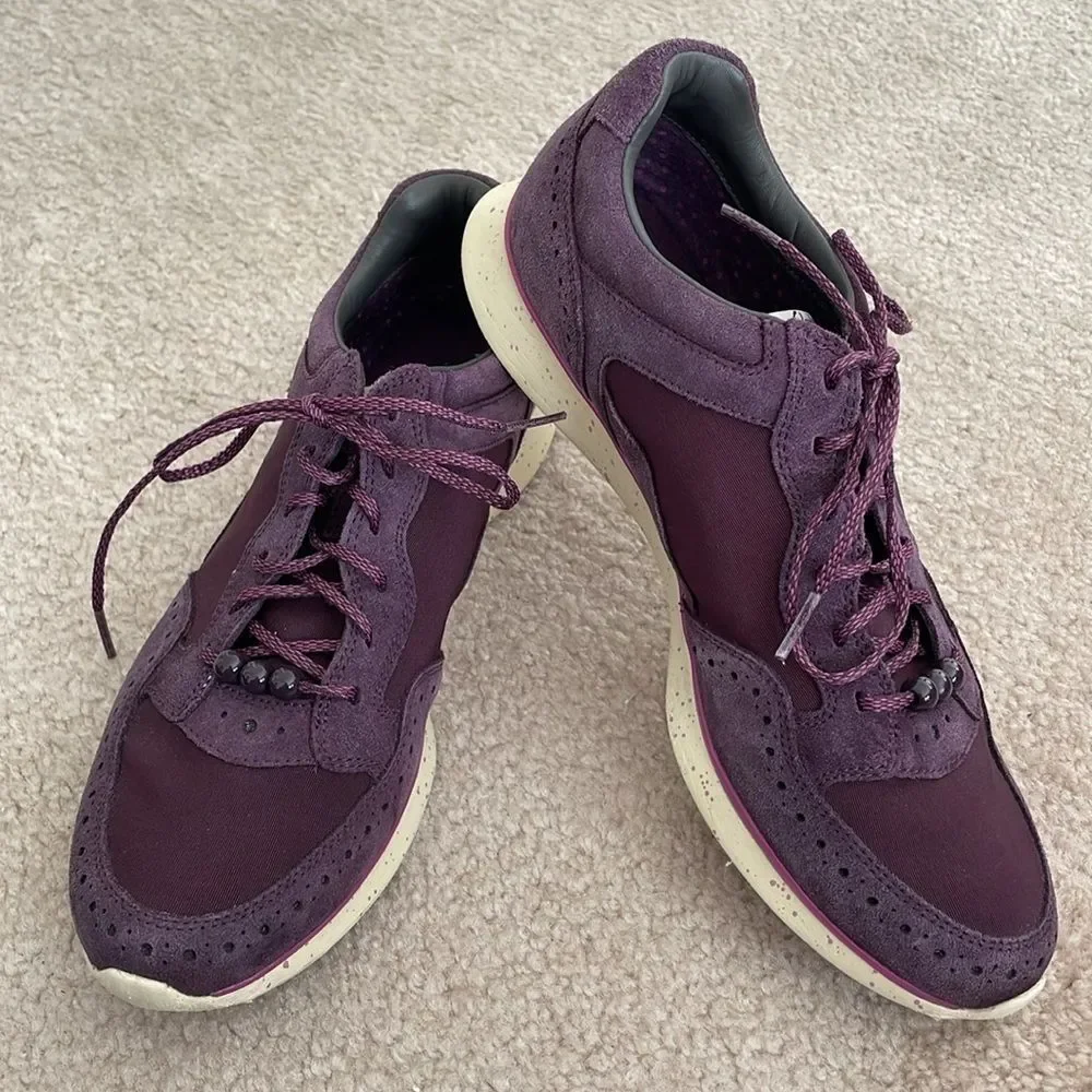 Clarks Sportswear Purple Leather Suede Brogue Sneakers - Women's Size 9.5